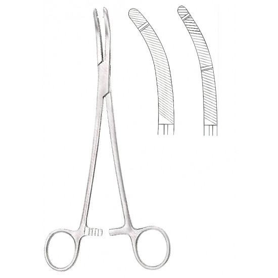 Heaney Hysterectomy Forceps, Curved, Double Groove; Length: 21cm (8.25")
